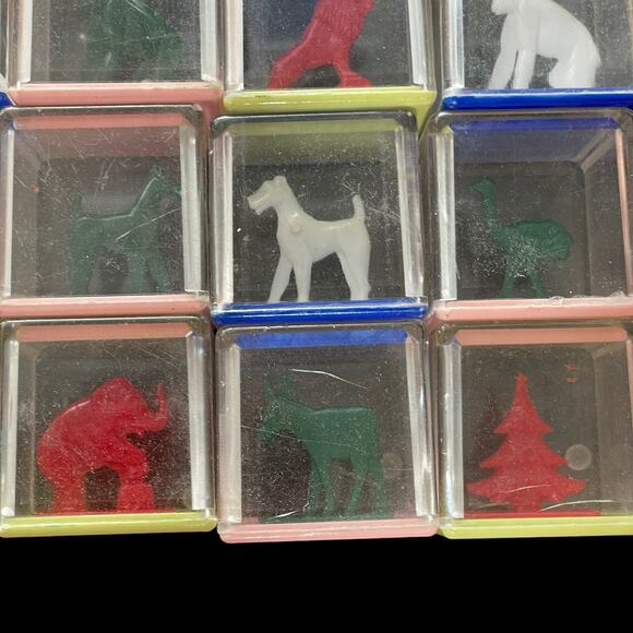 Vintage Kusan Koo Zoo Clear Plastic Blocks Animals Rattle Inside 1950s Toy READ - Picture 6 of 16